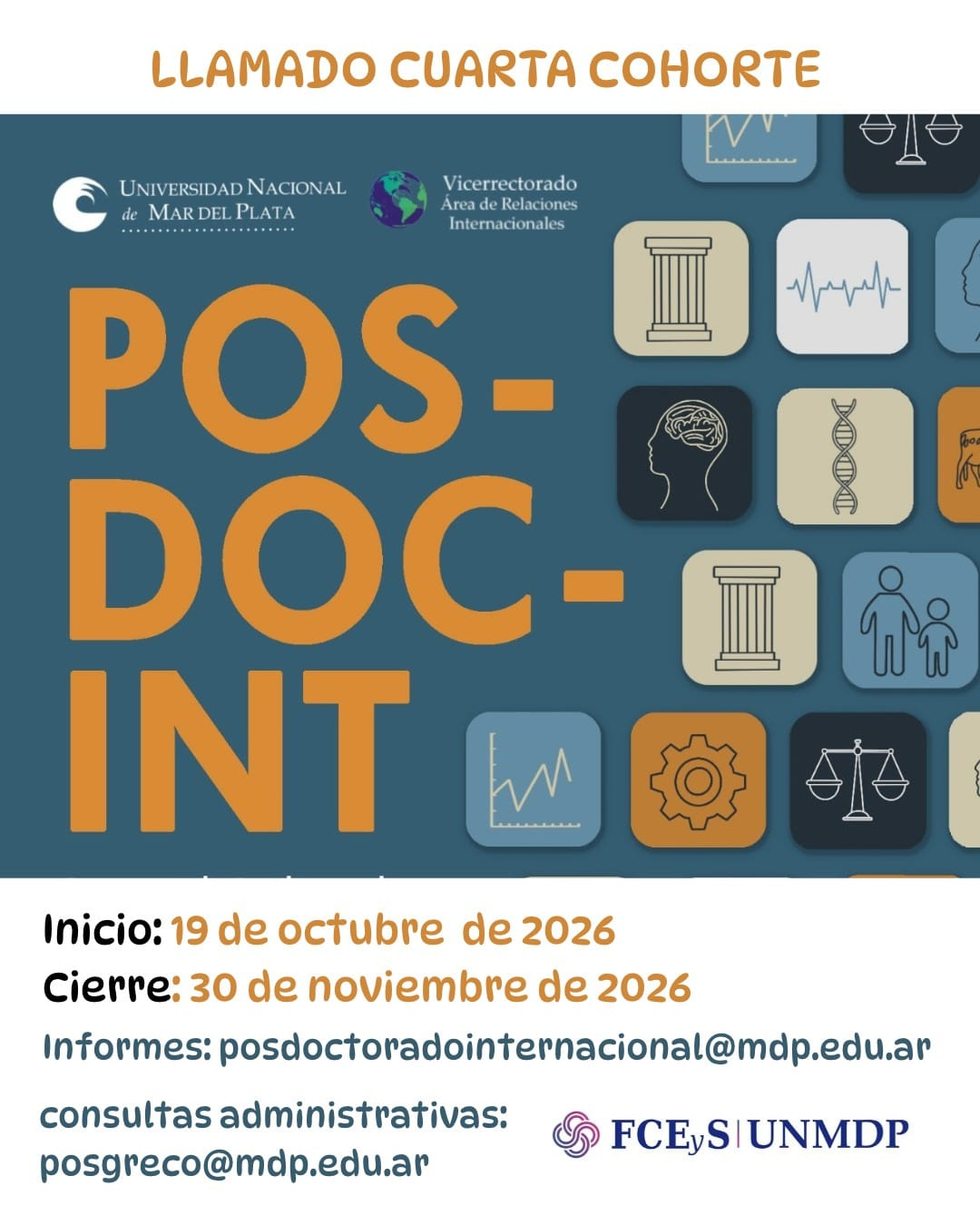 Posdoctorado Interdisciplinario Internacional - Llamado cuarta cohorte 2026