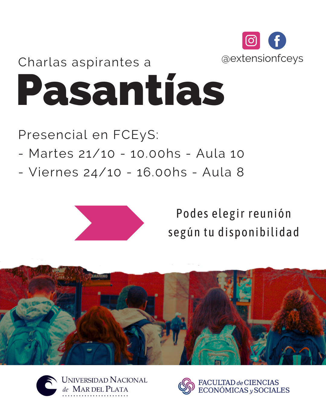 placa charlas pasantias