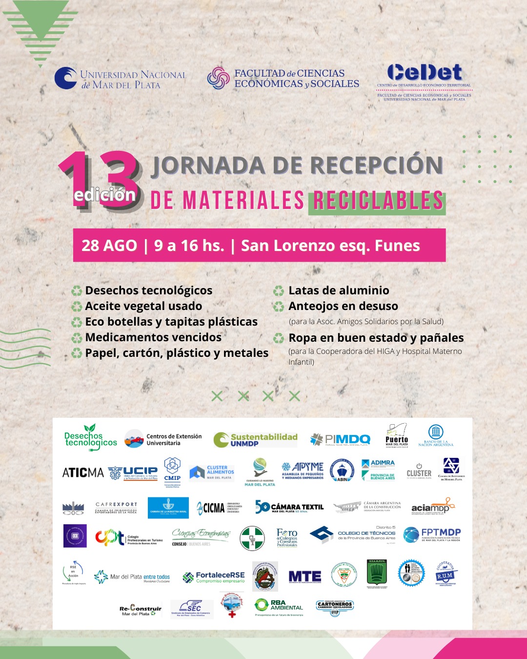 13º Jornada de Recepción de Materiales Reciclables en la UNMDP 